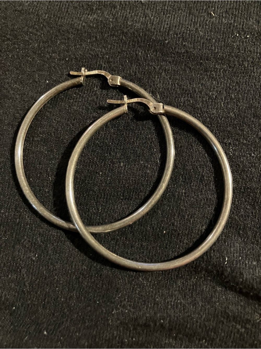 Vintage 925 Italy Sterling Silver Classic Medium Tube Hoop Earrings - Picture 1 of 5